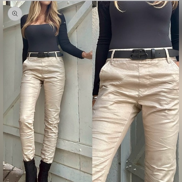 BEVY FLOG Pants - NEW Bevy Flog Dafna Beige/Gold Speck Sold Out Pull Out Straight Pants Size 27